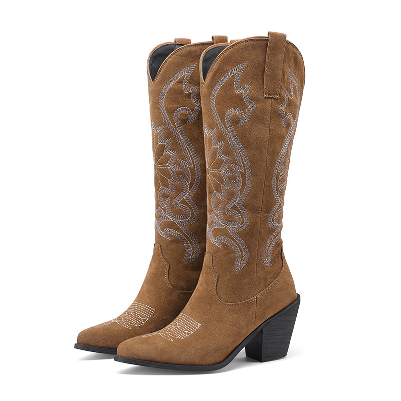 Heeled Cowboy Boots with Embroidery