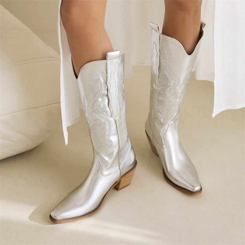Silver Metallic Cowboy Boots