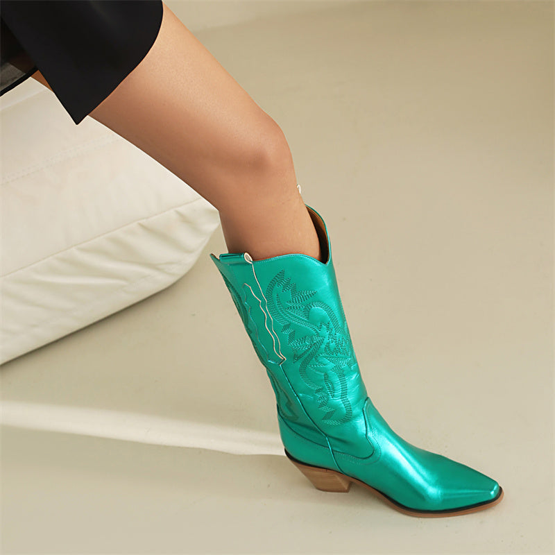 Green Metallic Cowboy Boots