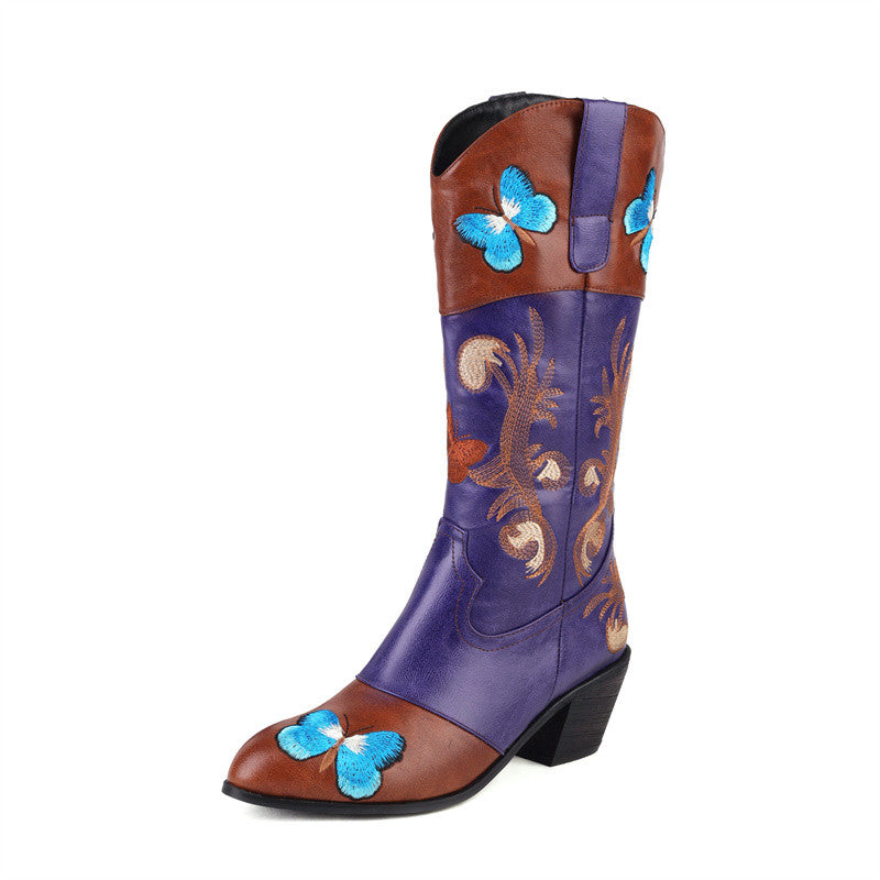 Brie Butterfly Blue Cowboy Boots
