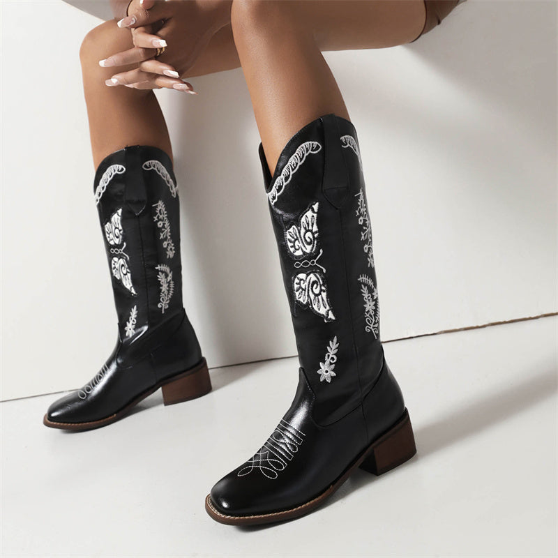 Brisa Black Butterfly Cowboy Boots