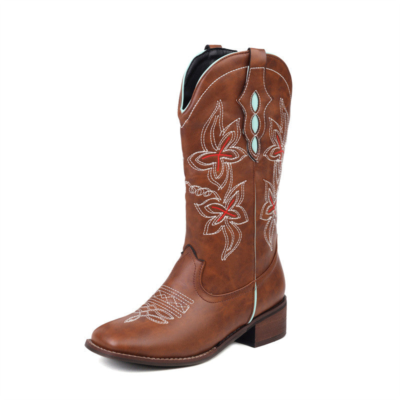 Bowie Mid Calf Cowgirl Boots Brown