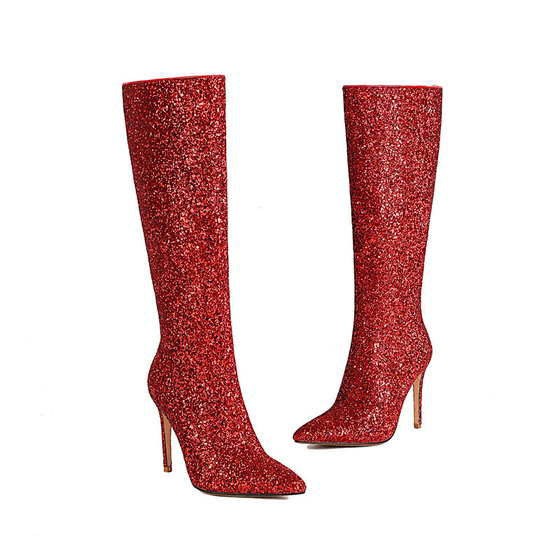Betsy Red Glitter Boots Womens