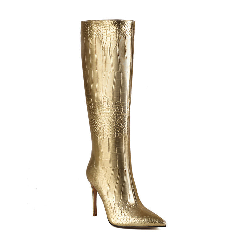 Gold Knee High Boots