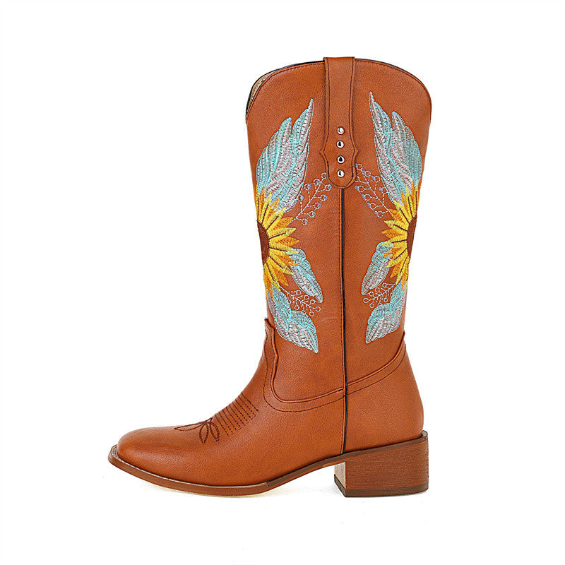 Becca Square Toe Sunflower Cowboy Boots