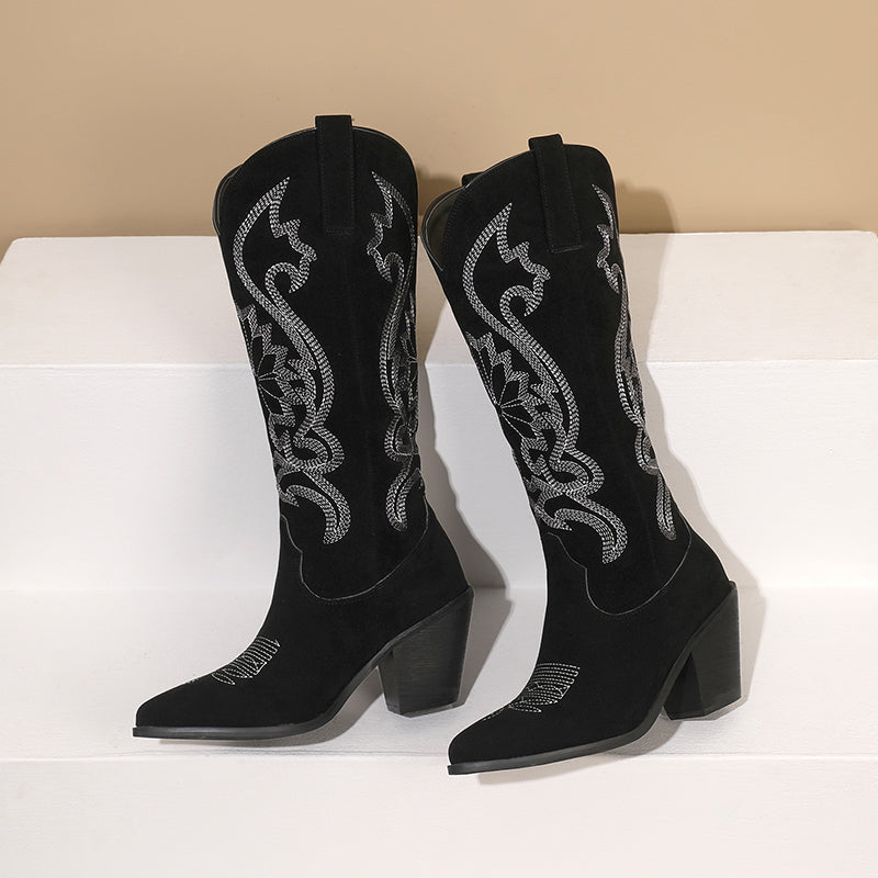 Heeled Cowboy Boots with Embroidery