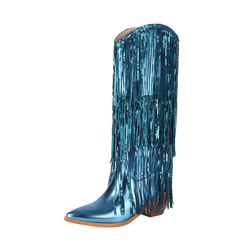 Blue Metallic Cowboy Boots