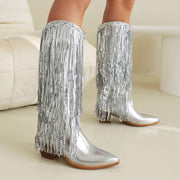 Silver Fringe Cowboy Boots