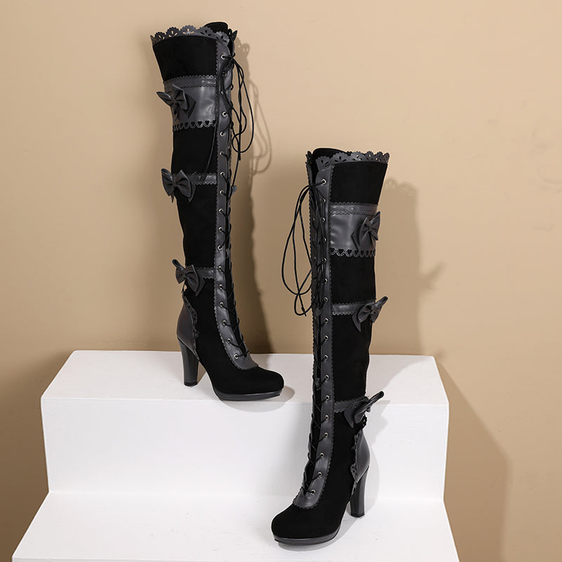 Lace up Gothic Thigh High Boots