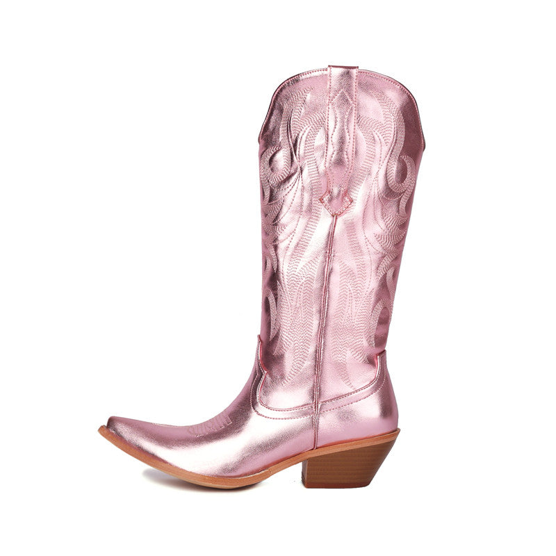 Metallic Pink Cowboy Boots