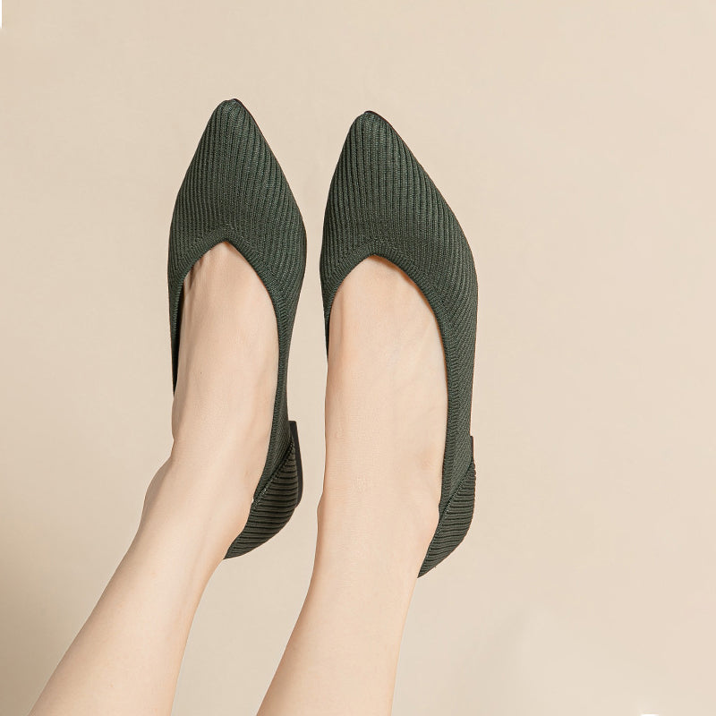 Knit Pointed Toe Ballet Flats