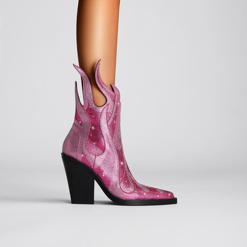 Pink Rhinestone Boots