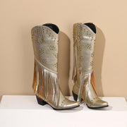Balajoy Gold Fringe Cowboy Boots