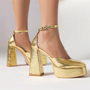 Gold Block Heels
