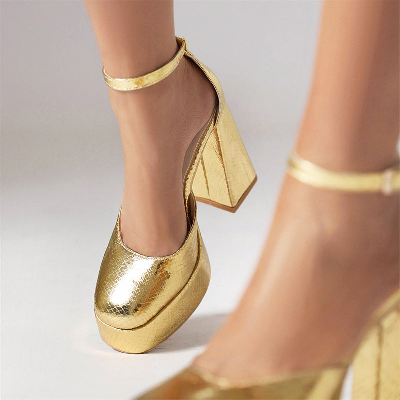 Gold Block Heels