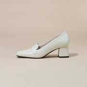 White Heeled Loafers Womens