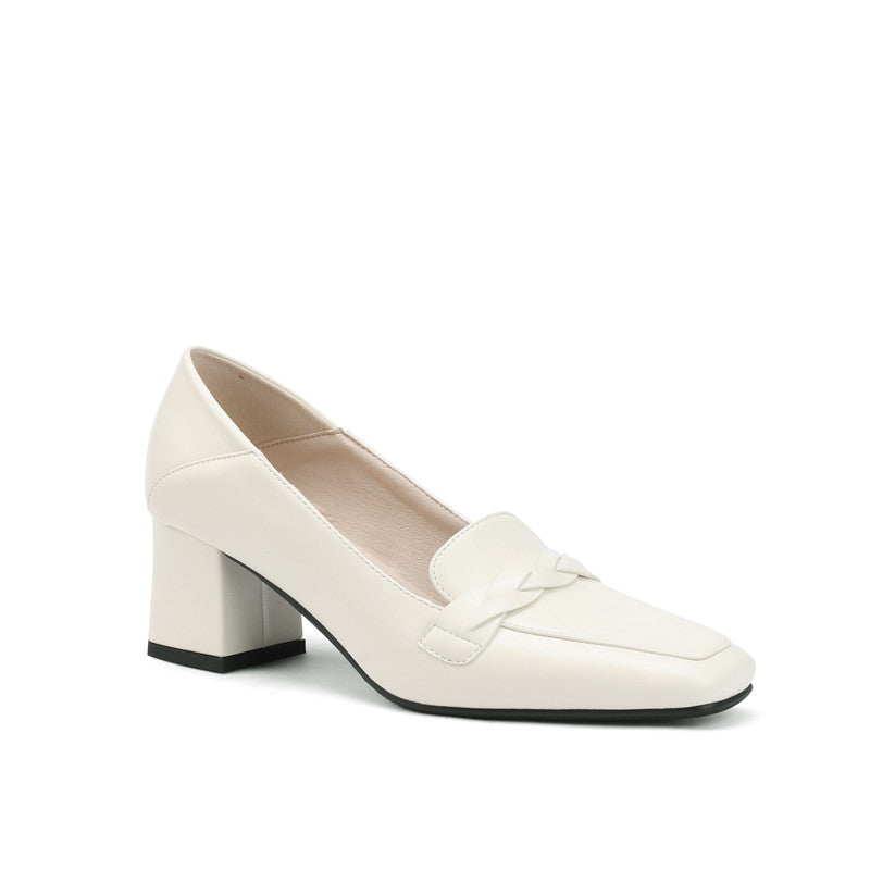 White Heeled Loafers Womens