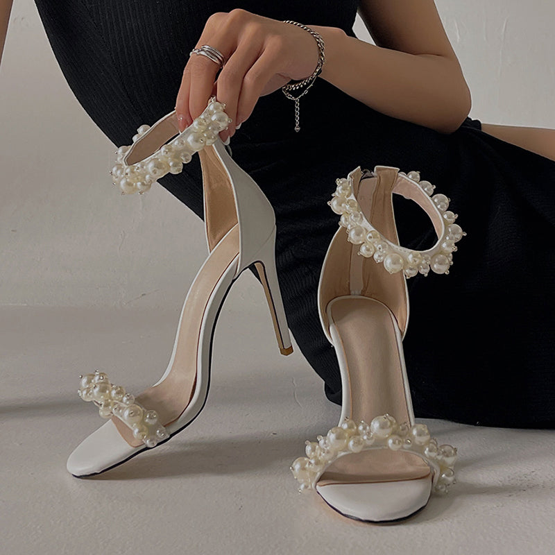 White clearance pearl heels