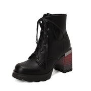 Block Heel Womens Lace up Ankle Boots