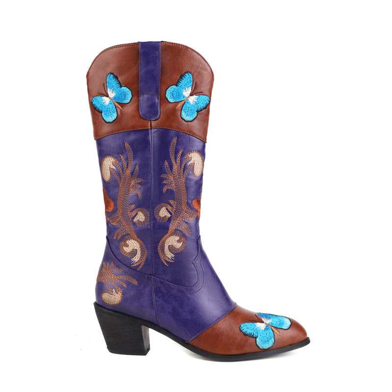 Brie Butterfly Blue Cowboy Boots