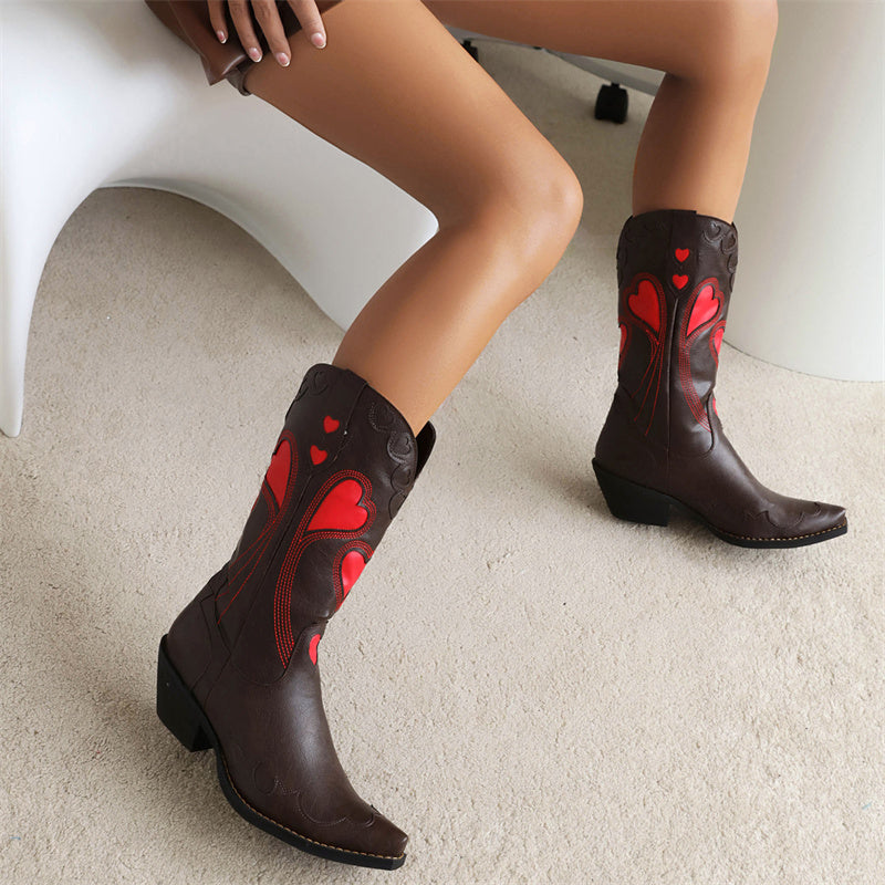 Brown Heart Cowboy Boots