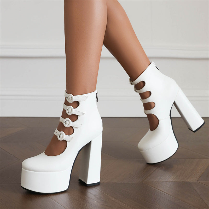 White cut hotsell out ankle boots