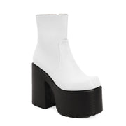 Chunky Platform Black and White Boots