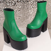 Platform Black and Green Boots