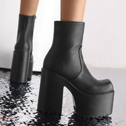 Chunky Platform Black Ankle Boots