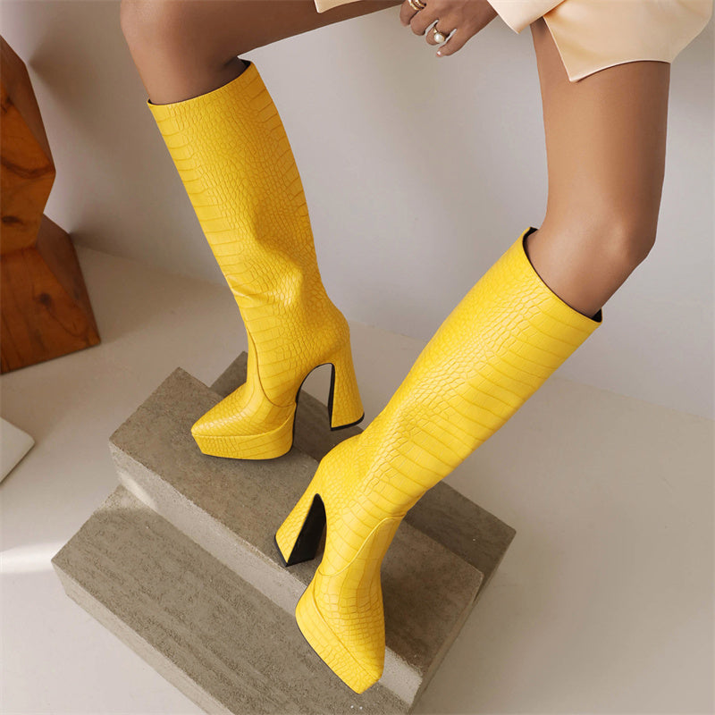 Yellow clearance crocodile boots