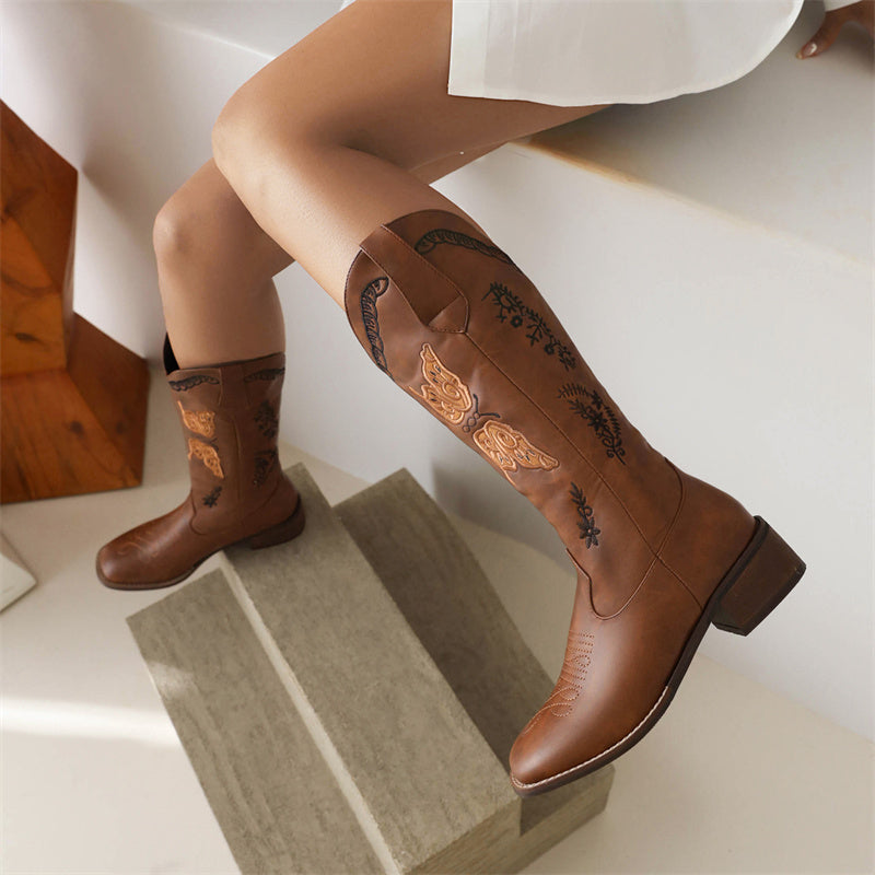 Brisa Brown Butterfly Cowboy Boots