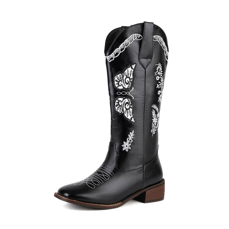 Brisa Black Butterfly Cowboy Boots