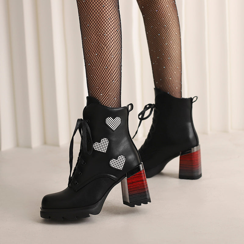 Black Womens Lace up Boots