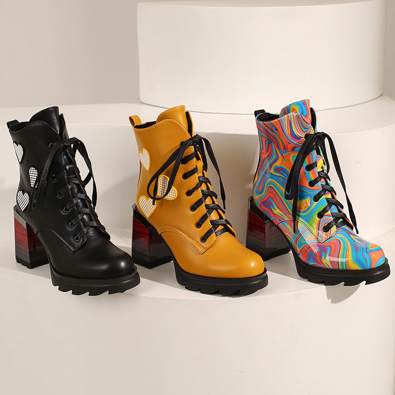 Laced up Heel Boots Multi-color
