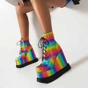 Wedge Rainbow Platform Boots