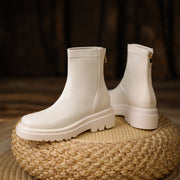 White Vegan Combat Boots