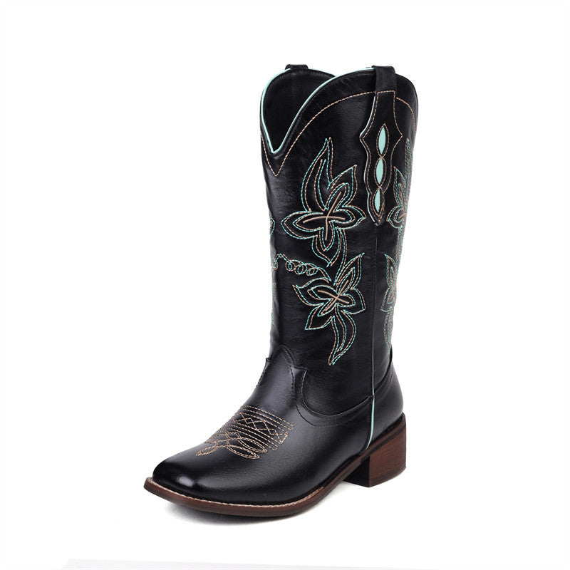 Bowie Black Mid Calf Western Boots