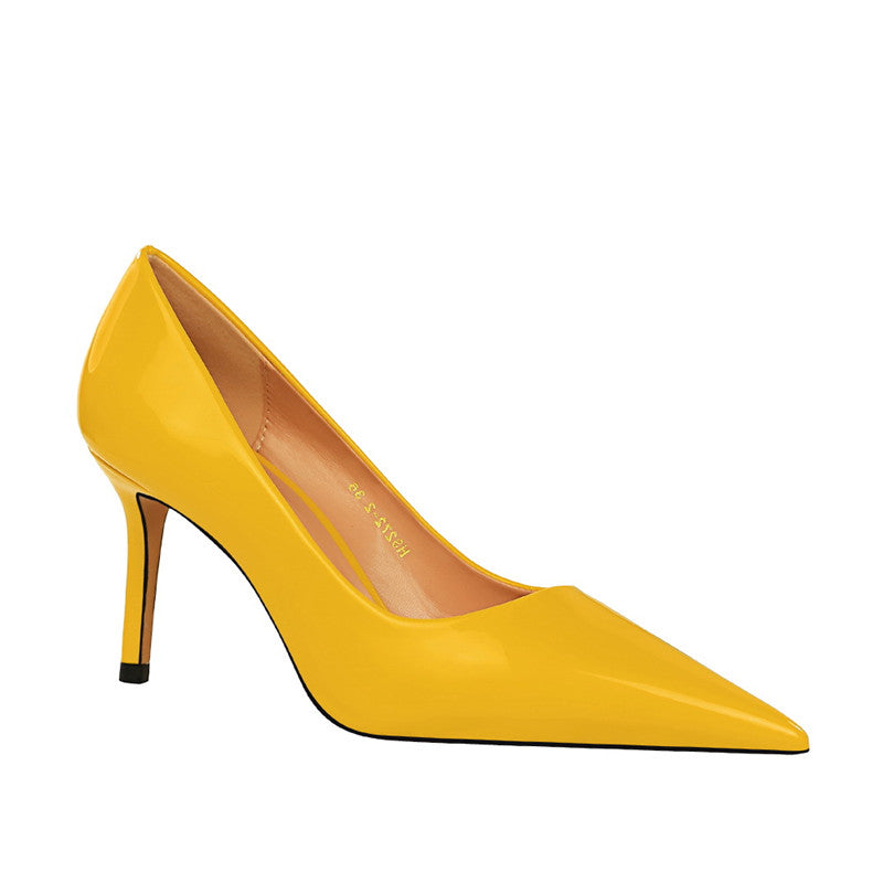 3 Inch Pointed Toe Heels Yellow
