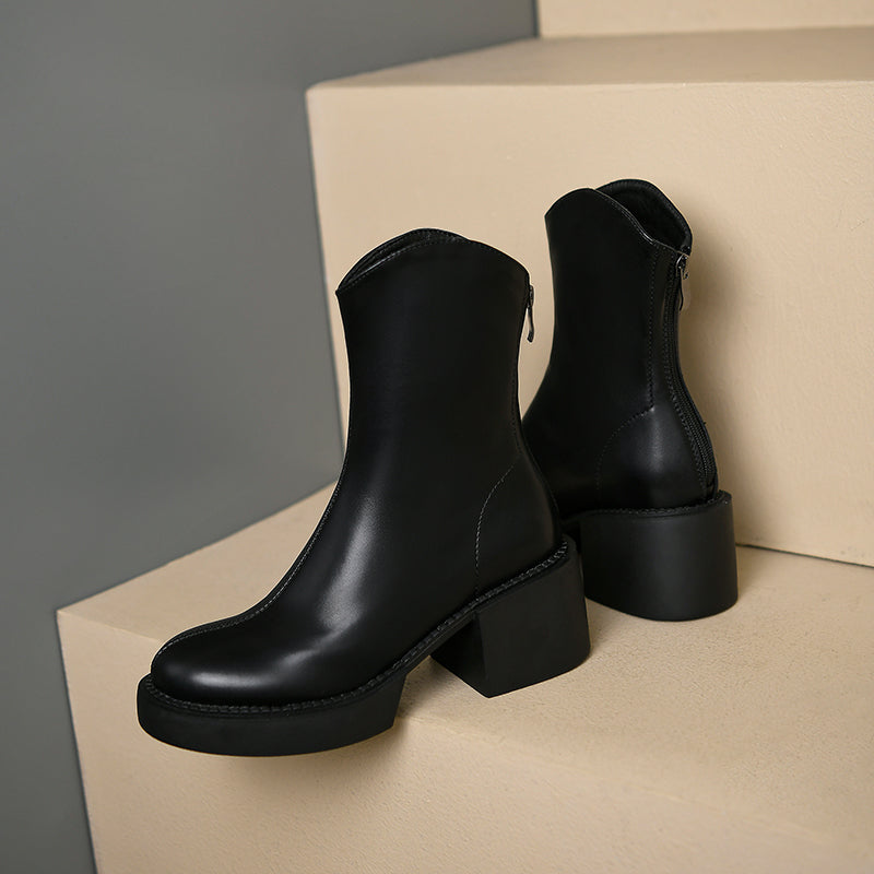 Black Block Heel Ankle Boots