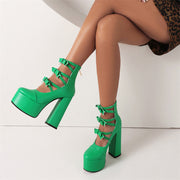 Green Womens Cut out Ankle Boots