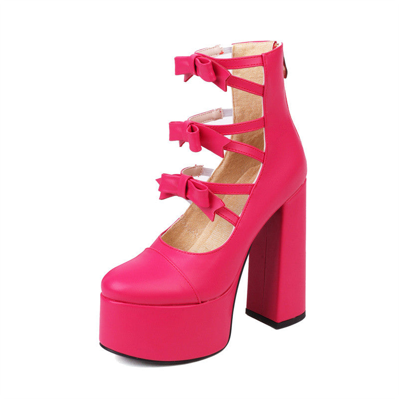 Hot Pink Heeled Cut out Ankle Boots