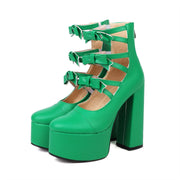 Green Womens Cut out Ankle Boots