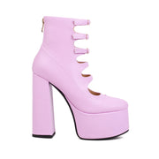 Purple Cut out Ankle Boots