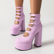 Purple Cut out Ankle Boots