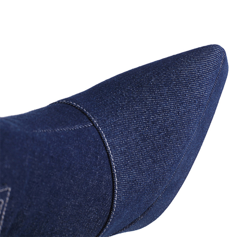 Dark Blue Denim Boots for Women