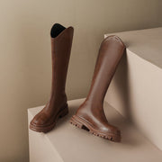 Brown Platform Knee High Boots