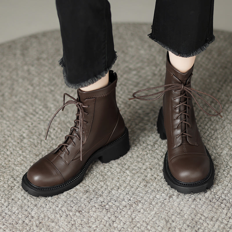Womens Brown Lace up Boots