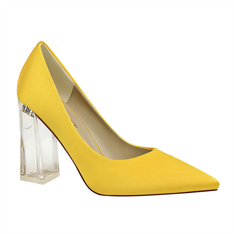 Pointed Toe Yellow Block Heels