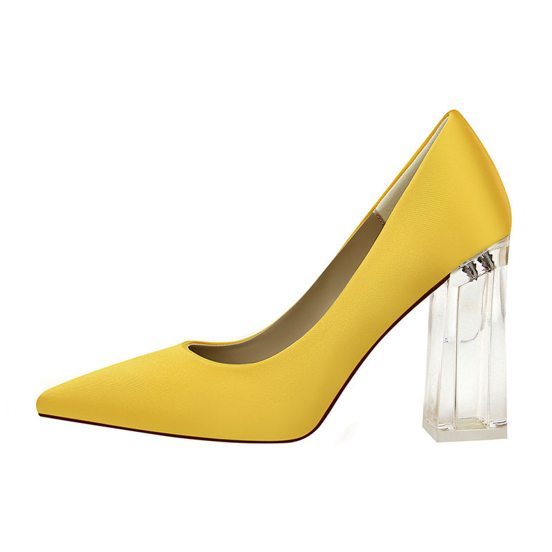 Pointed Toe Yellow Block Heels