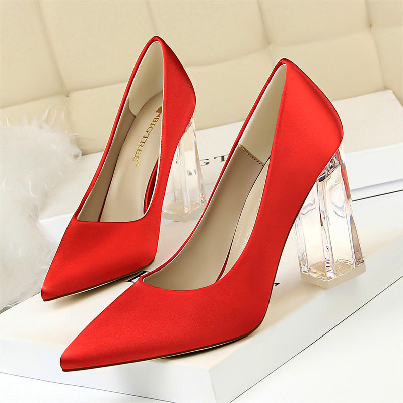 Pointed Toe Red Clear Heels